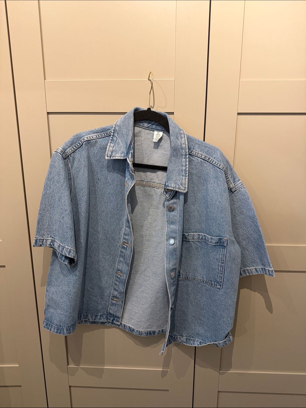 Light Blue Denim Boxy Jacket - Women